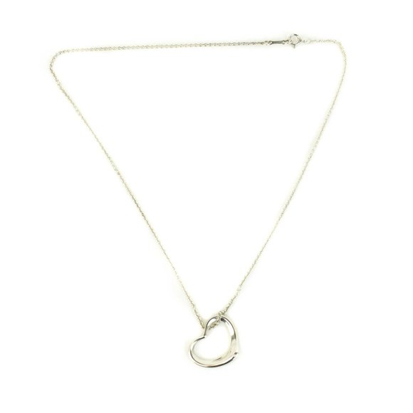 TIFFANY & CO "Elsa Peretti": Sterling Silver, "Open Heart" Necklace (cc) - Picture 3 of 5